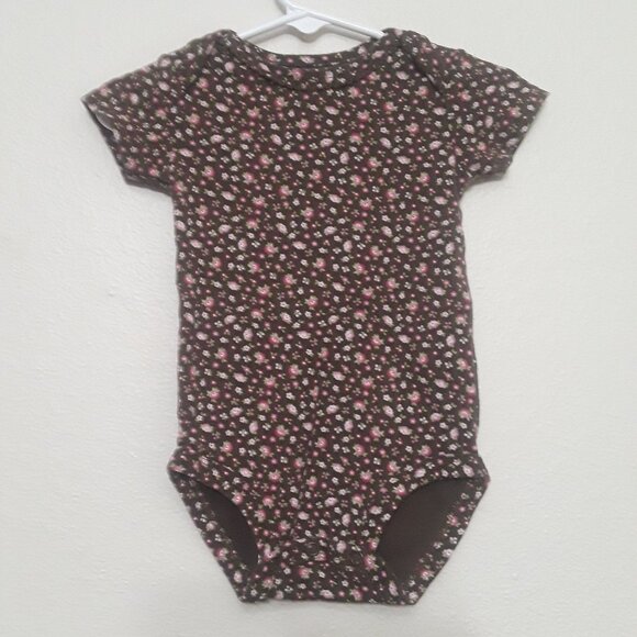 Carter's Floral Print Bodysuit - Brown and Pink - Picture 1 of 3